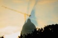 Silhouette of the construction site of Ã¢â¬ÅCatedrala Mantuirii NeamuluiÃ¢â¬Â People`s Salvation Cathedral at sunrise Royalty Free Stock Photo